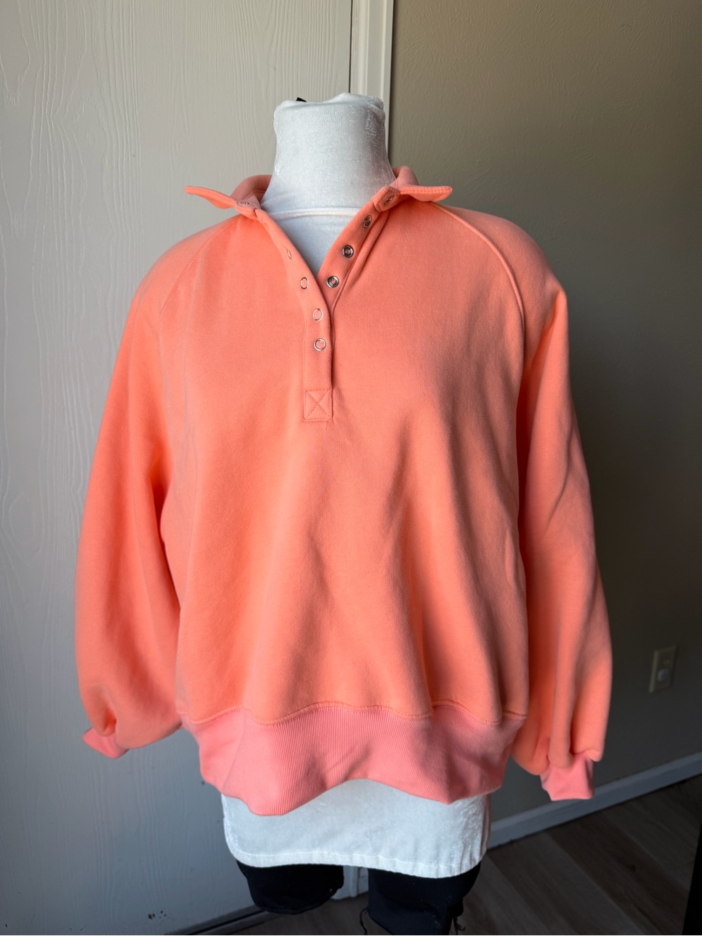 As Revival Women's Oversized Snap-Front Hoodie In Peach Size M View 3